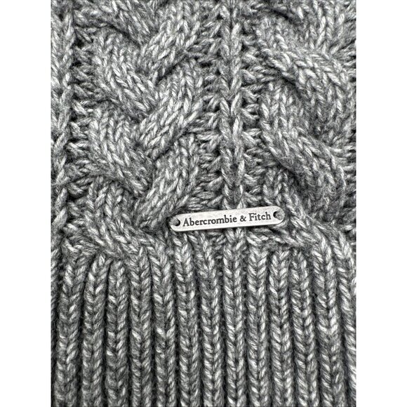 Abercrombie Fitch Women Gray Classic Fisherman Cable Knit Crew Neck Sweater XS - Picture 4 of 8